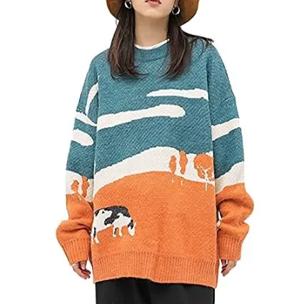 Grassland Cow Vintage large knitted sweater (10)