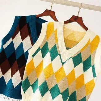 Gilet maglione senza maniche con scollo a V