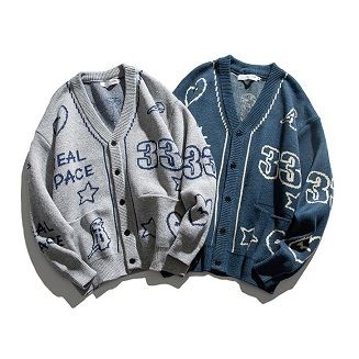 Maglione da uomo lavorato a maglia con motivo a maniche lunghe jacquard uniforme del maglione